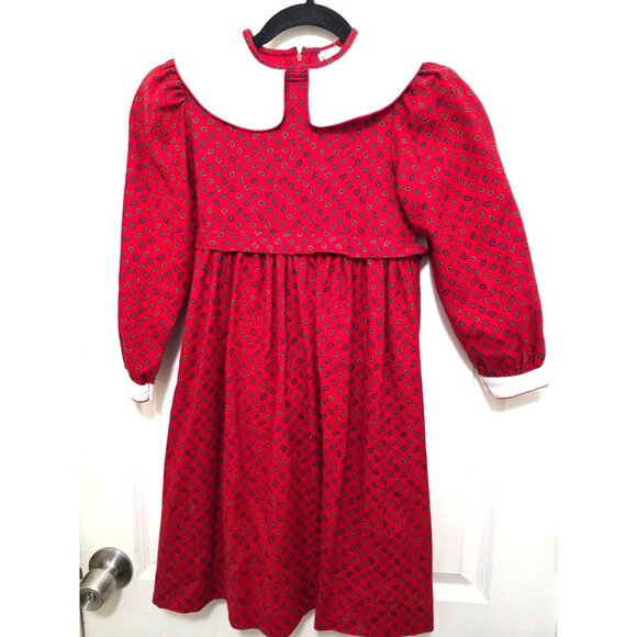 Vintage Nicole Ruiz Luiyella 80s Kid Y2k Cottage core Red Paisley Long Sleeve Dr - Picture 2 of 13